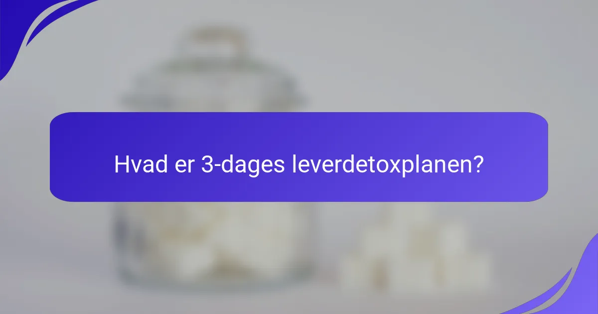 Hvad er 3-dages leverdetoxplanen?