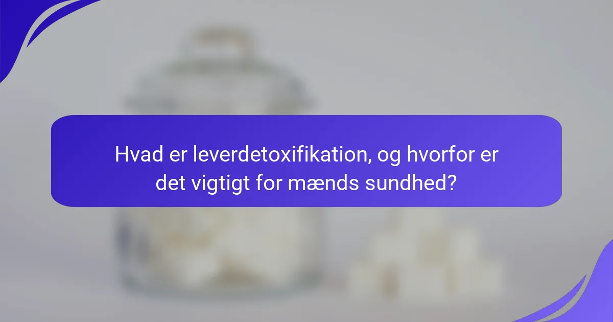 Hvad er leverdetoxifikation, og hvorfor er det vigtigt for mænds sundhed?
