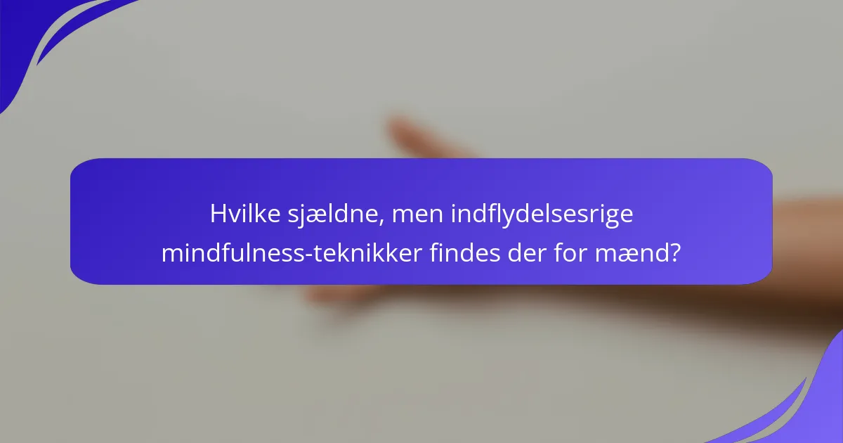 Hvilke sjældne, men indflydelsesrige mindfulness-teknikker findes der for mænd?