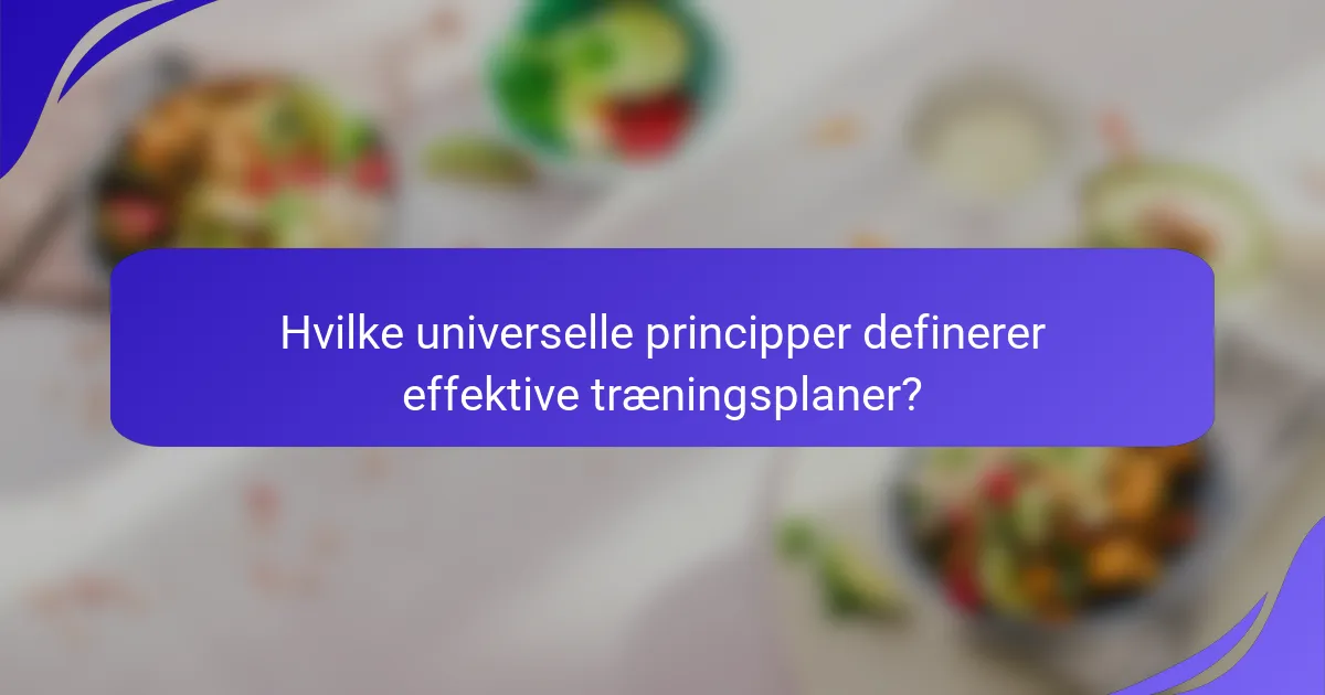 Hvilke universelle principper definerer effektive træningsplaner?